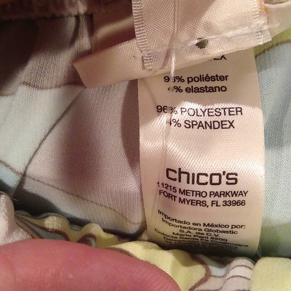 Chico's Multi Color Abstract funky disco pants, wide leg, green blue brown nwt S - Picture 10 of 12